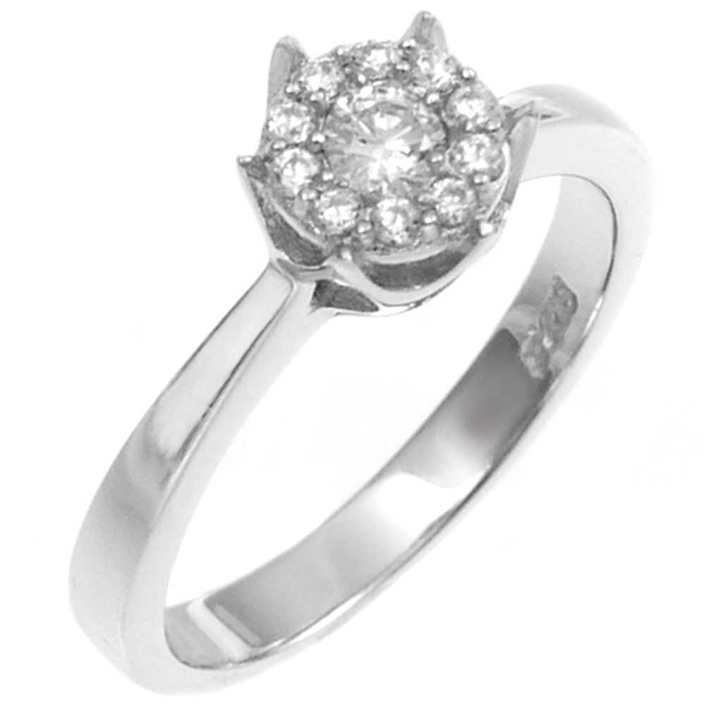 Sterling Silver Round Cubic Zirconia Promise Ring