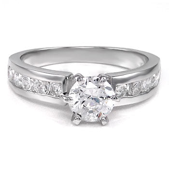 Sterling Silver 6 Prongs 6mm Round CZ Engagement Ring