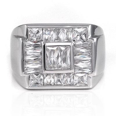 Princess Cut Baguette CZ Men Ring