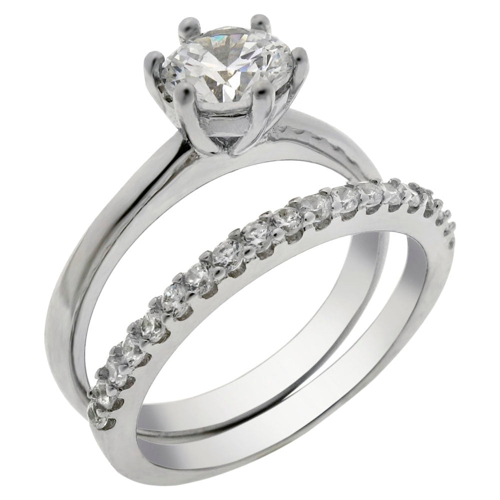 6mm Round CZ Solitaire Wedding Ring Set