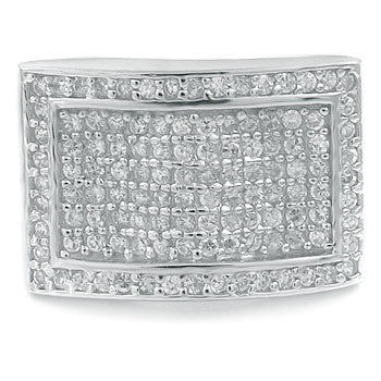 Sterling Silver Cubic Zirconia Micro Pave CZ Man Ring