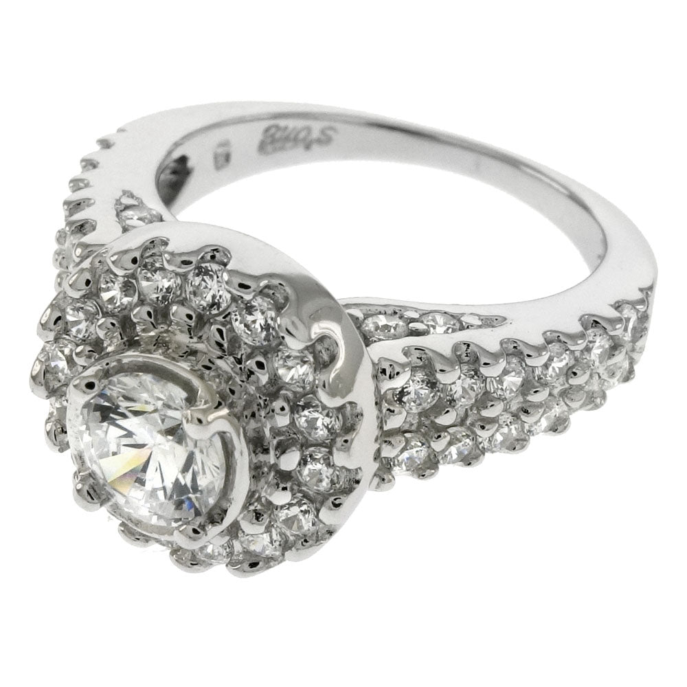 Sterling Silver 5mm Round Halo Engagement Ring