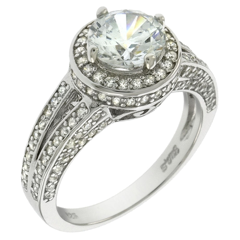 Sterling Silver 6 5mm Halo Engagement Ring