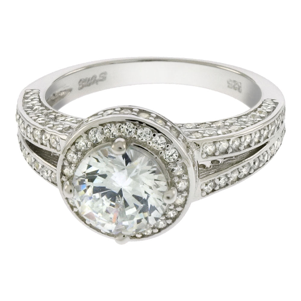Sterling Silver 6 5mm Halo Engagement Ring