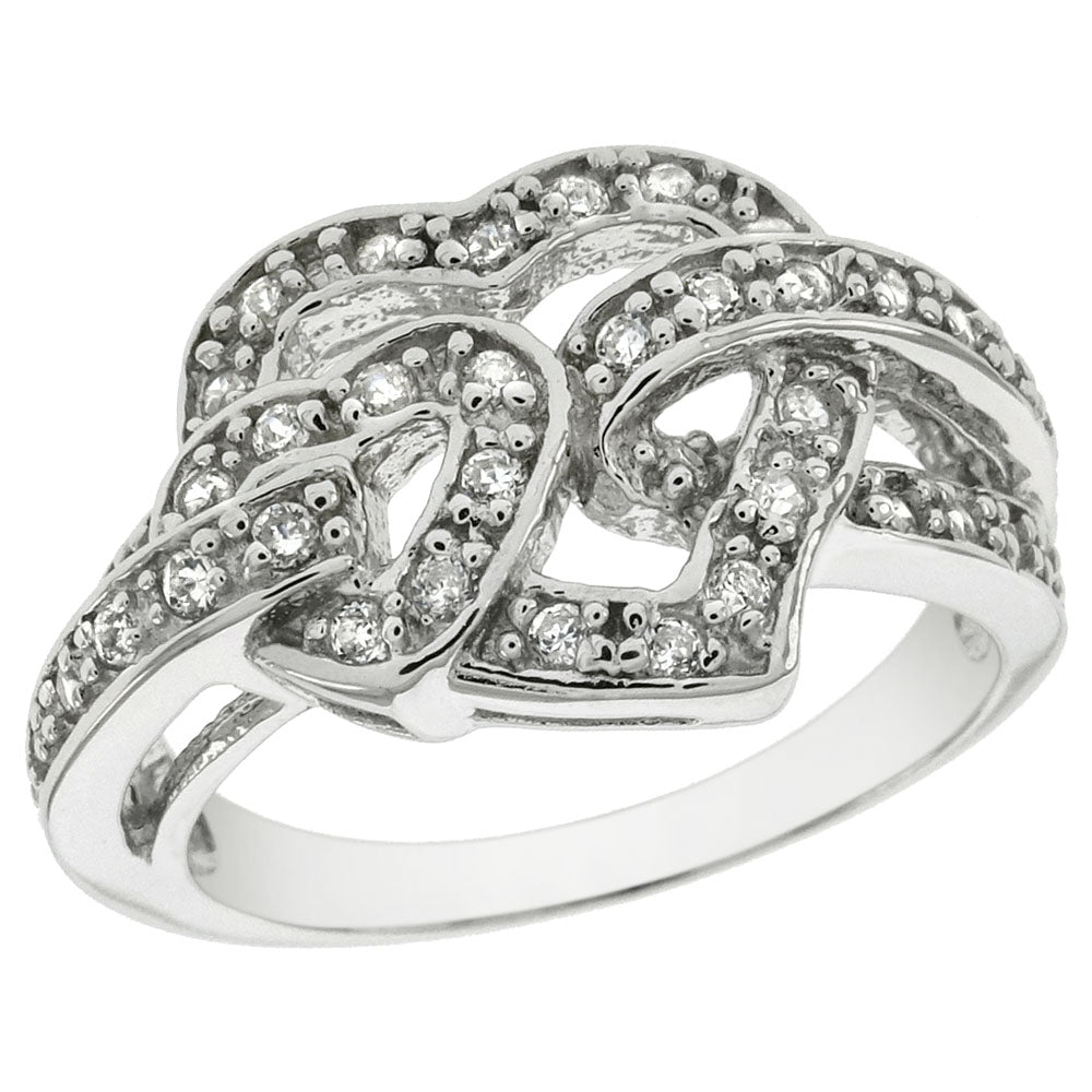Sterling Silver Pave Heart Cubic Zirconia Ring