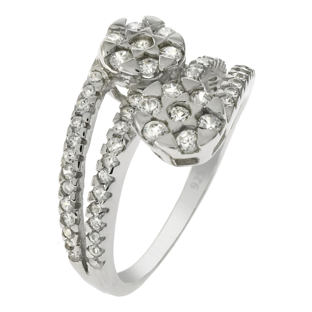 Sterling Silver Cubic Zirconia Flower CZ Ring