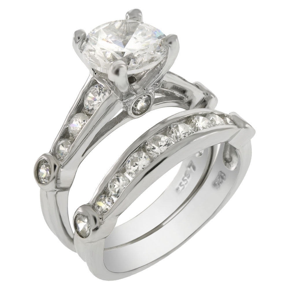Sterling Silver Cubic Zirconia Wedding Ring Set