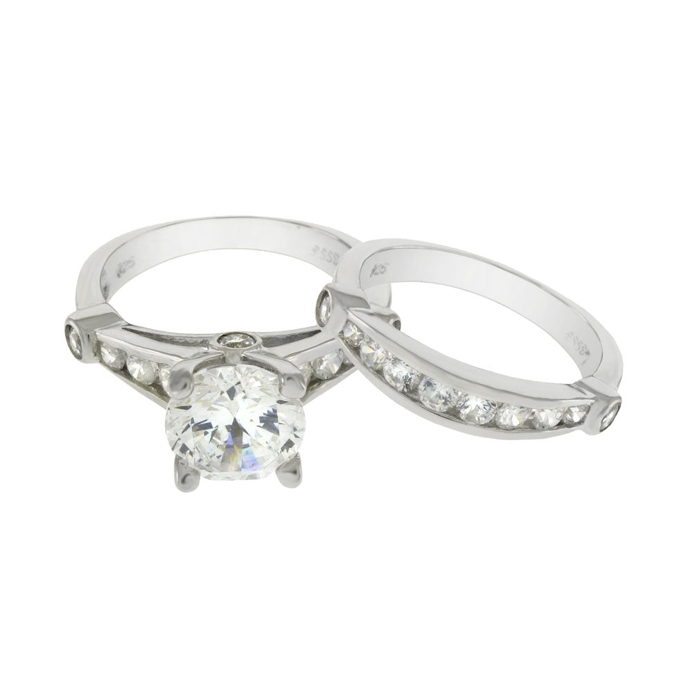 Sterling Silver Cubic Zirconia Wedding Ring Set