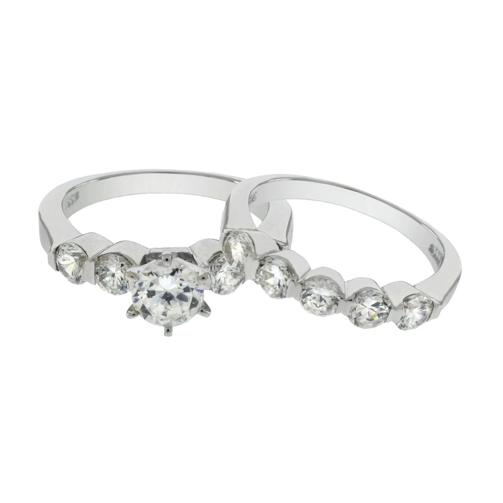 Sterling Silver Cubic Zirconia Wedding Ring Set