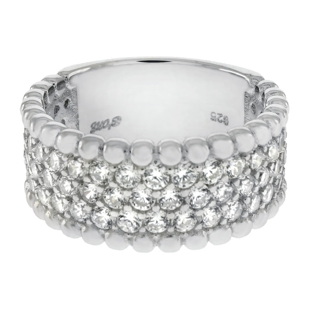 Three Lines Pave Round CZ Band Ring