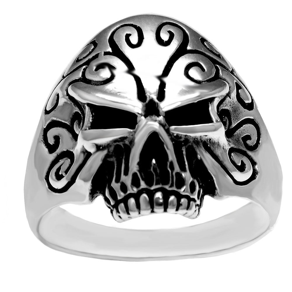 Sterling Silver Oxidized Skull Ring