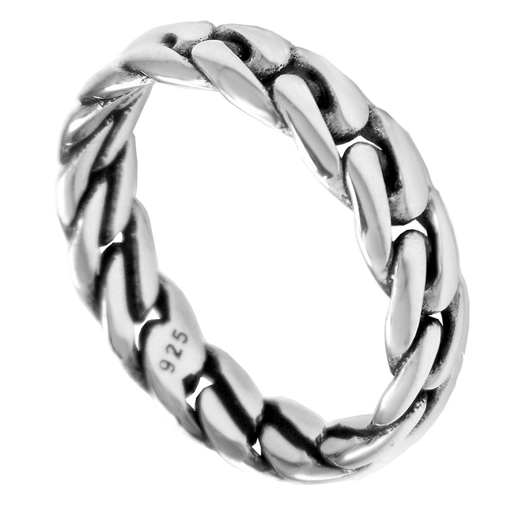 Sterling Silver Cuban Link Band Ring