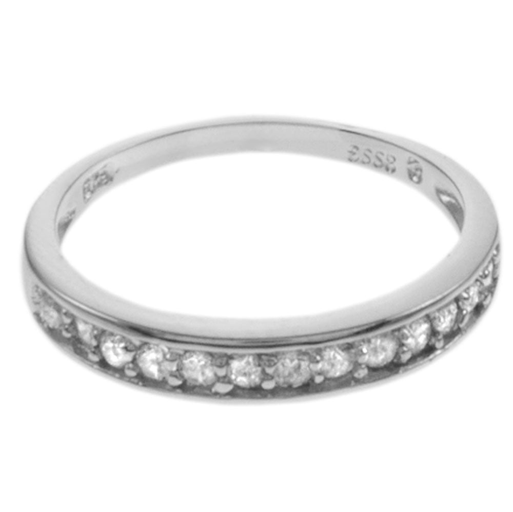 Sterling Silver CZ Rhodium Band Ring
