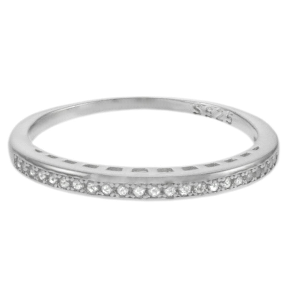 Sterling Silver Round CZ Rhodium Ring