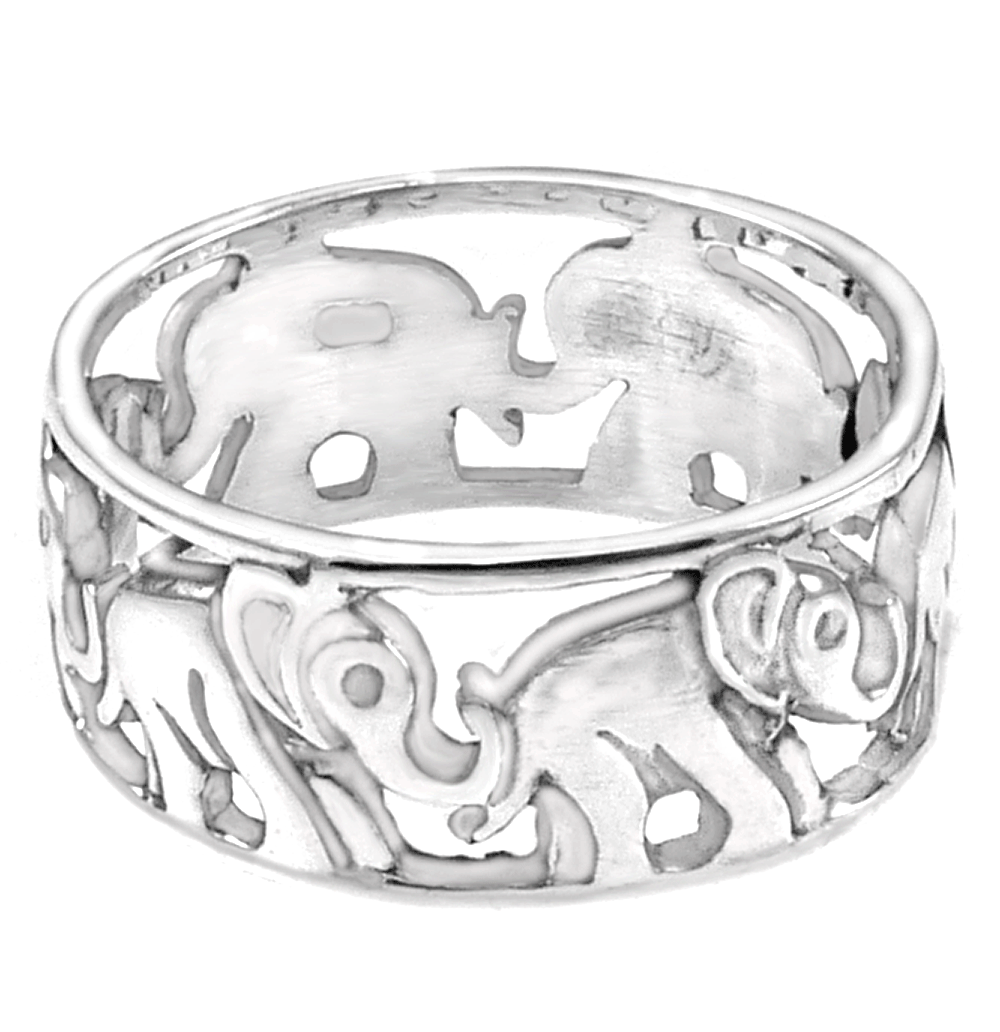 Sterling Silver Elephant Band Ring