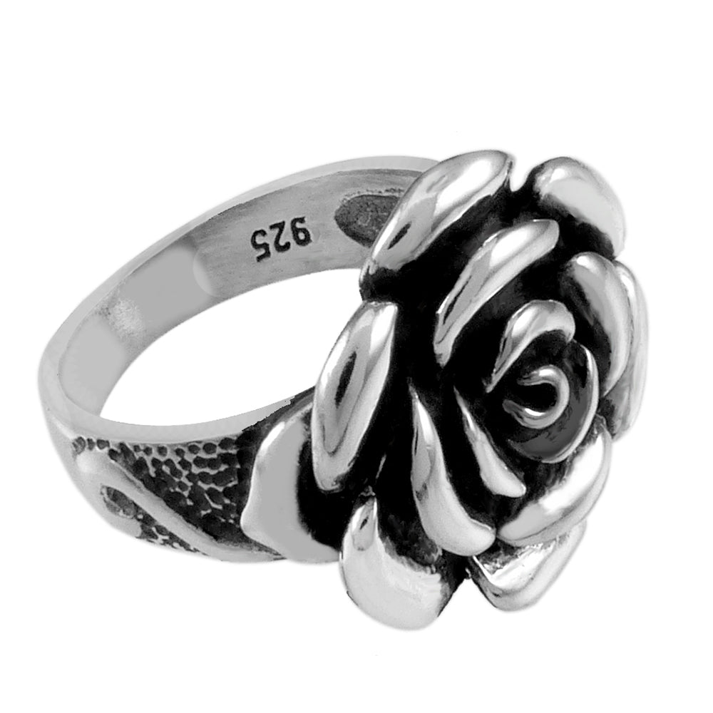 Sterling Silver Oxidized ROSE Ring