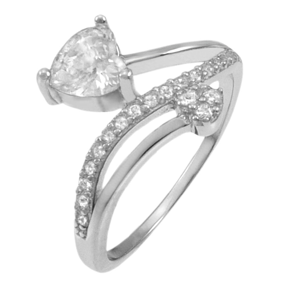 6.5mm CZ Heart Sterling Silver Rhodium ring