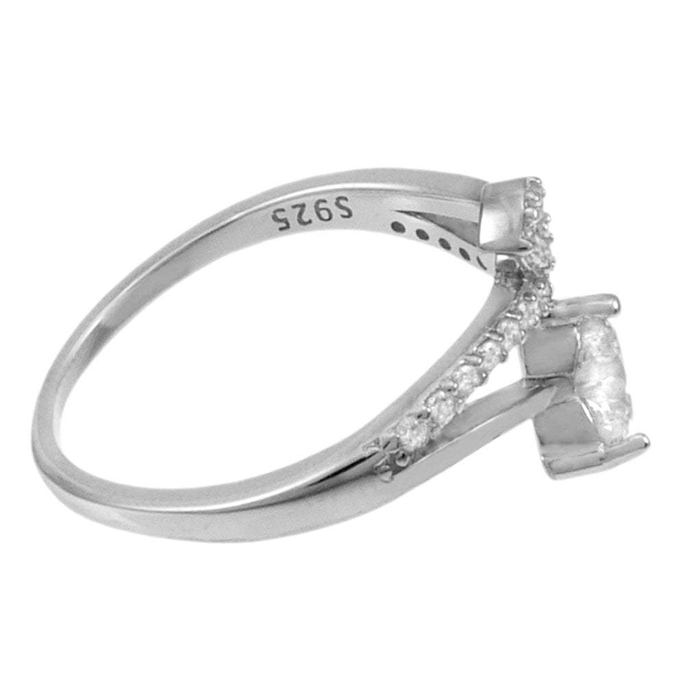 6.5mm CZ Heart Sterling Silver Rhodium ring