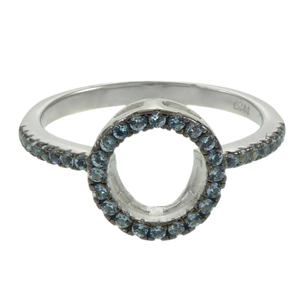 Nano Aquamarine Sterling Silver Rhodium Ring