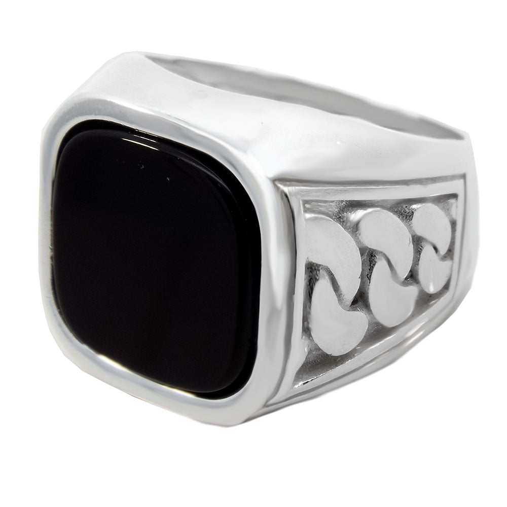 14x14mm Square Black Onyx Sterling Silver Ring