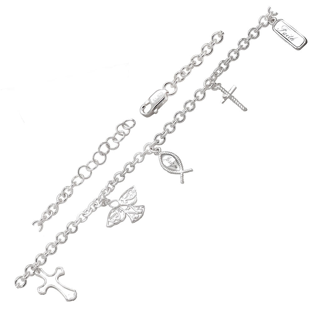Sterling Silver Religious Charm Bracelet