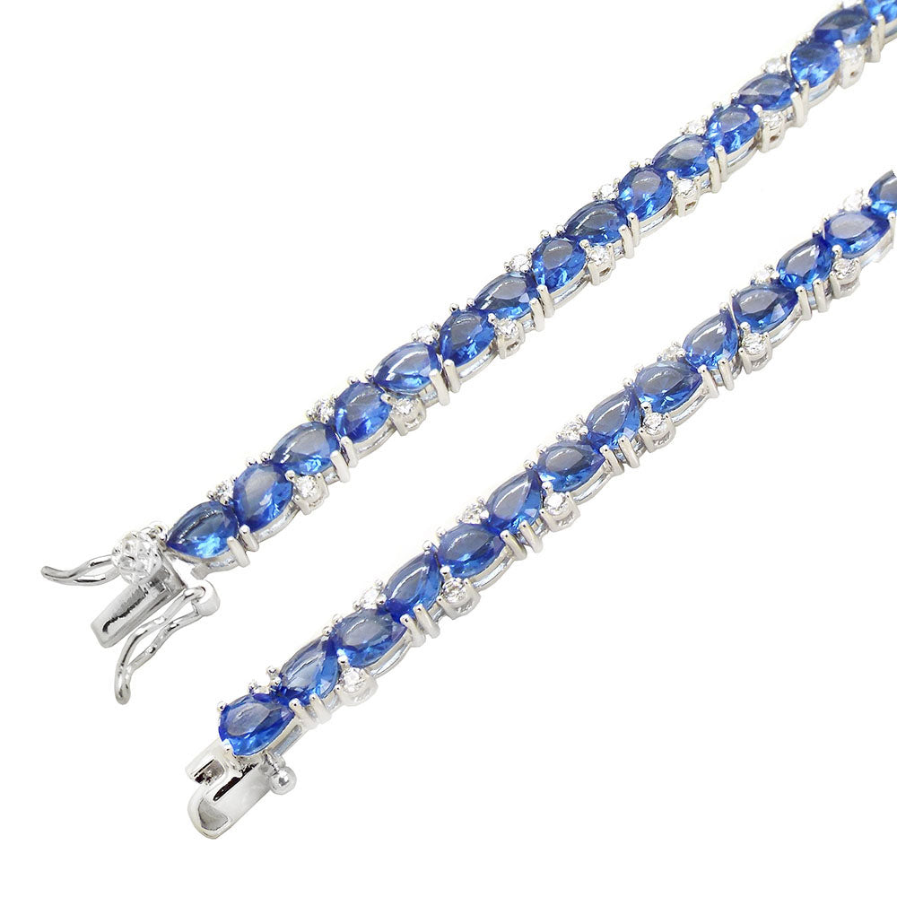 Sterling Silver Tanzanite CZ Tennis Bracelet