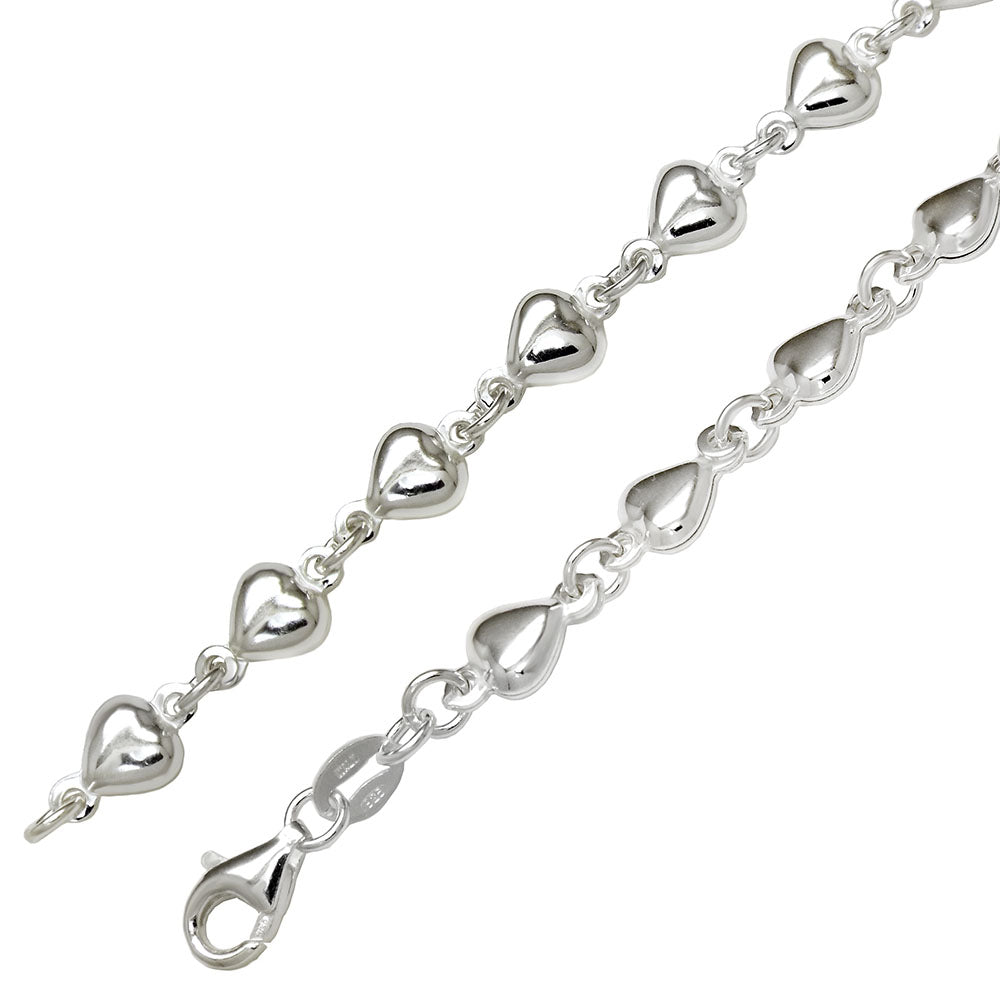 Sterling Silver Puff Heart Bracelet