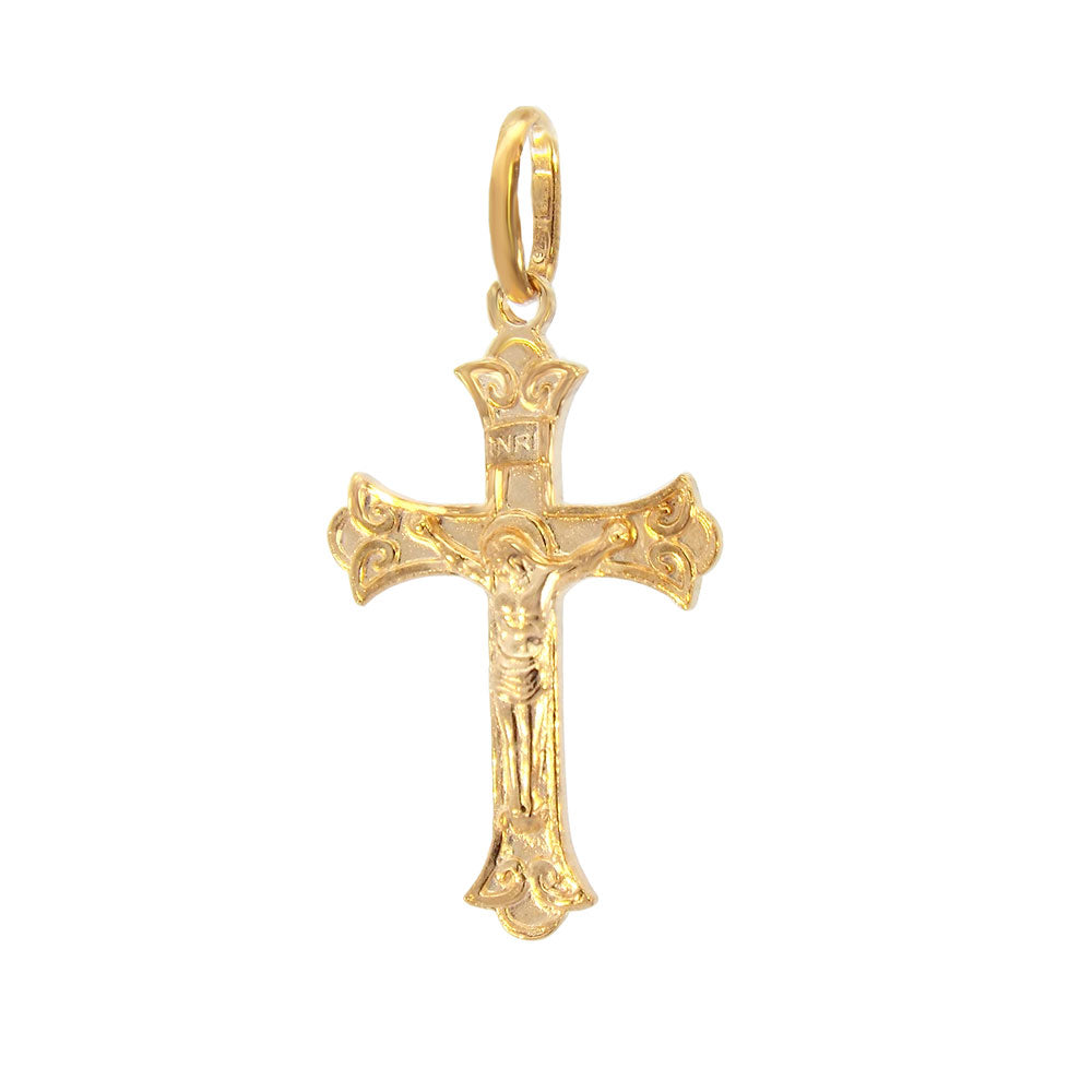 Crucifix Cross Sterling Silver Gold Plated Pendant