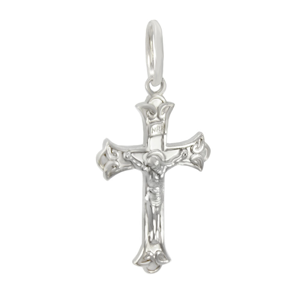 Crucifix Cross Sterling Silver Rhodium Pendant