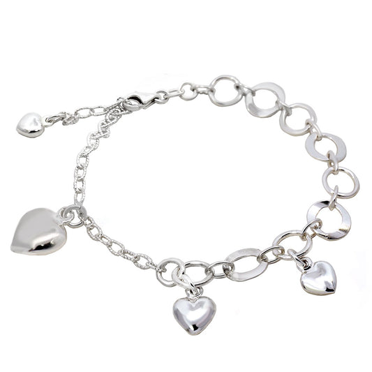 Puff Heart Mixed Chain Bracelet