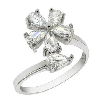 Tear-Drop Cubic Ziconia Flower Ring