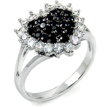 Cubic Zirconia Black CZ Heart Ring