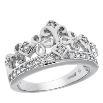 Sterling Silver Cubic Zirconia Crown Ring