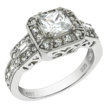 Vintage Princess Cut 5mm Cubic Zirconia Engagement Ring