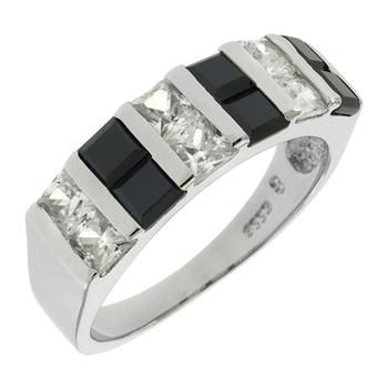 Sterling Silver Princess Black And White Ring