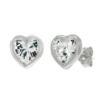 Heart Bezel-Set CZ Stud Earrings