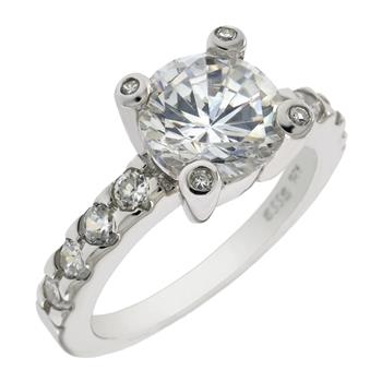 Sterling Silver 8mm CZ Prong-Set Solitaire Engagement Ring