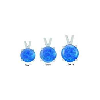 Simulated Blue Opal Sterling Silver Rhodium Pendant