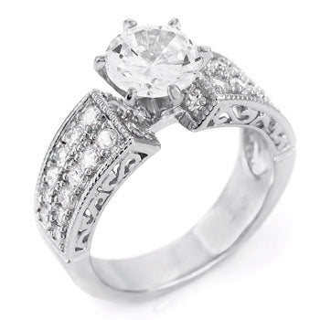 6 Prongs 7mm Round CZ Engagement Ring