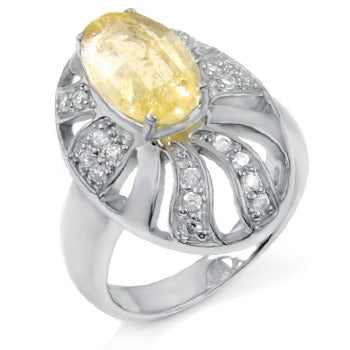 Sterling Silver Oval Shape Ladies Ring W/Natural Citrine Stone