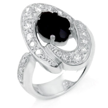 Sterling Silver Ladies Ring W/Natural Onyx Stone