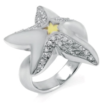 Starfish - Citrine Sterling Silver Rhodium Ring