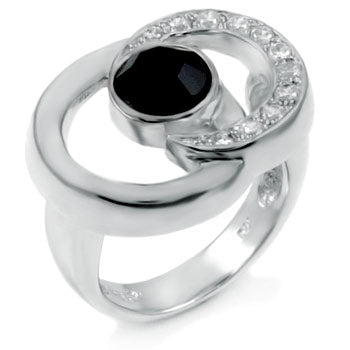 Sterling Silver Ladies Ring W/Natural Onyx Stone