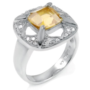 Sterling Silver Ladies Ring W/Natural Citrine Stone