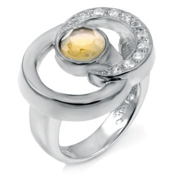 Sterling Silver Ladies Ring W/Natural Citrine Stone