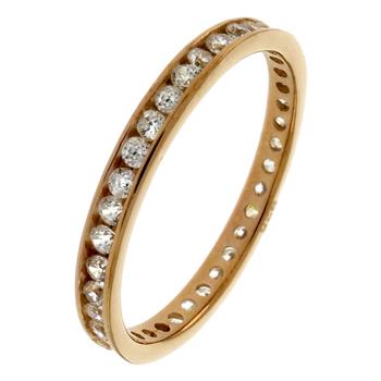 1.5mm Round CZ Channel Set Eternity Rose Plated Band Ring