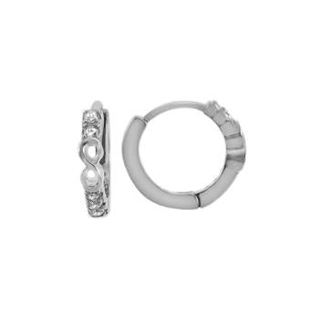 .925 Sterling Silver Infinity Pavé Huggie Earring with CZ Stud