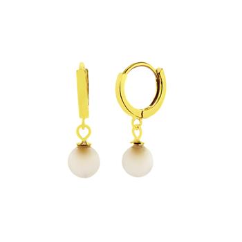 Sterling Silver Gold-plated Huggie Pearl Drop Earring