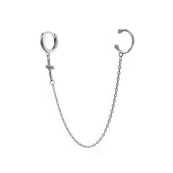 Sterling Silver Cross Dangle Chain Ear Cuff