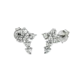 .925 Sterling Silver CZ Cross Stud Earrings